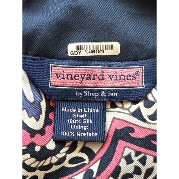 Vineyard Vines 100%Silk Sleeveless Top S Navy Pink White Paisley Print Coastal - Picture 5 of 9